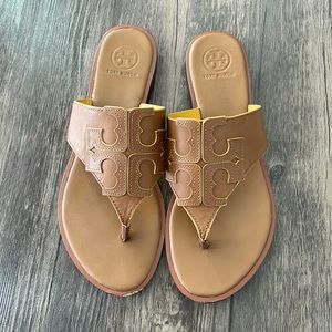Tory Burch Tan Jamie Logo Thong Sandal